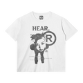 HEAR Streetwear Tee White Cotton T Shirt Classic Fit 180 GSM DTG Print
