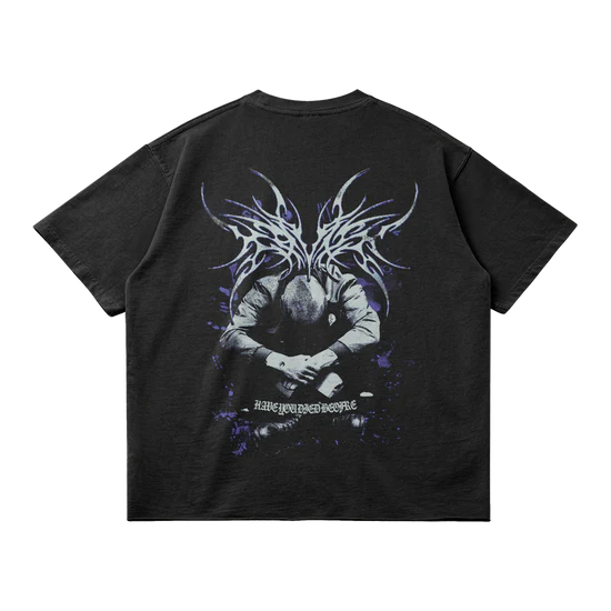 Kryptic Myst Garment Dyed Streetwear Tee 260GSM Cotton Faded Raw Hem True To Size-1