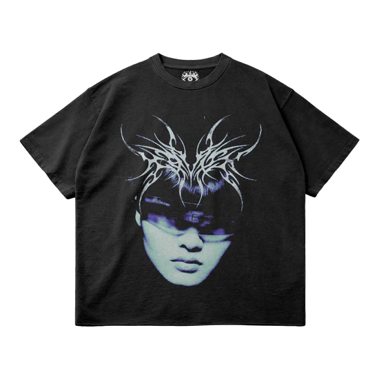 Kryptic Myst Garment Dyed Streetwear Tee 260GSM Cotton Faded Raw Hem True To Size